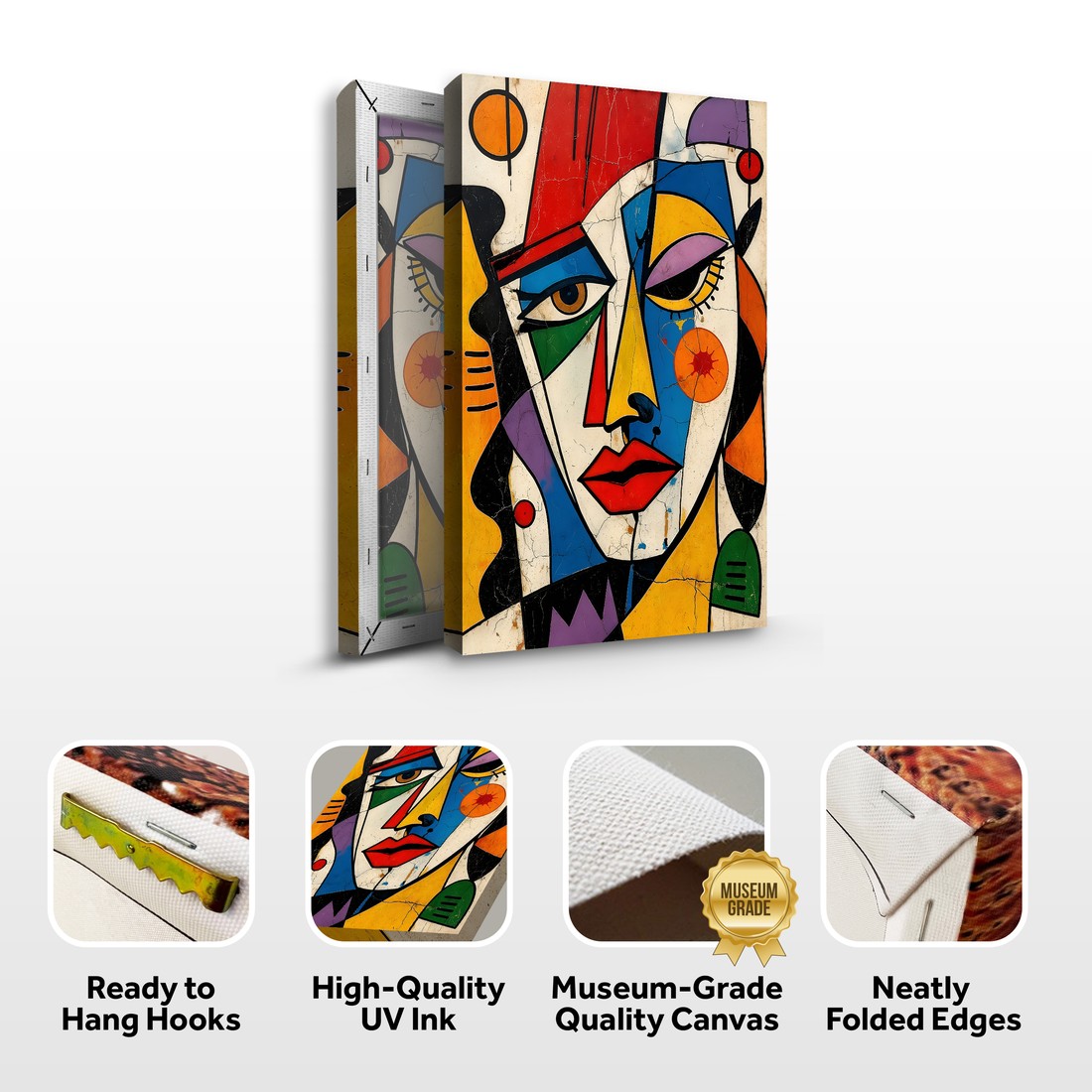 Product feature card for a canvas print, showing the edges and finish