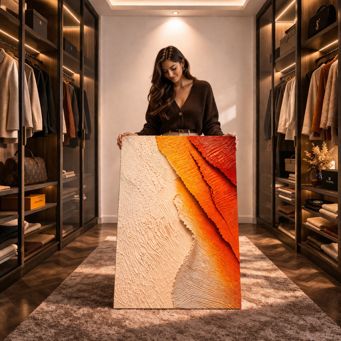 Canvas artwork placed in a generated scene: lifestyle shot